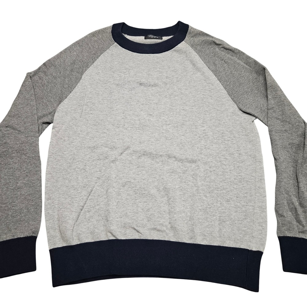 Loops by CV‎ Raglan Sweatshirt Gray Navy Pullover Lightweight Casual Knit